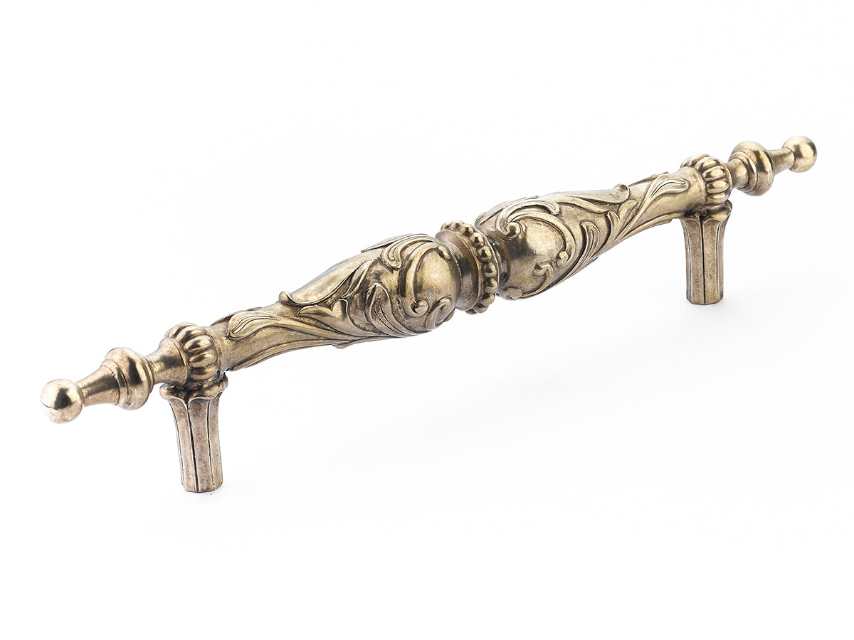 Schaub Cantata Pull 12" cc in Monticello Silver Finish  with beading and scrolls