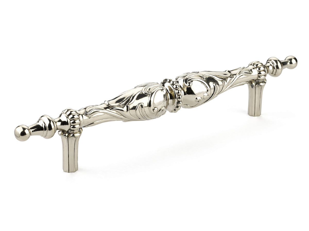Schaub Cantata Pull 12" cc in Polished White Brass  with beading and scrolls