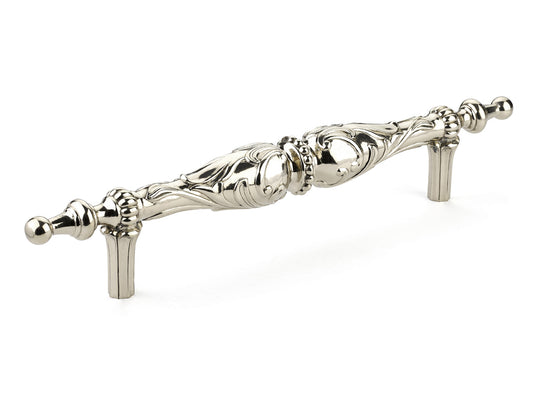 Schaub Cantata Pull 12" cc in Polished White Brass  with beading and scrolls