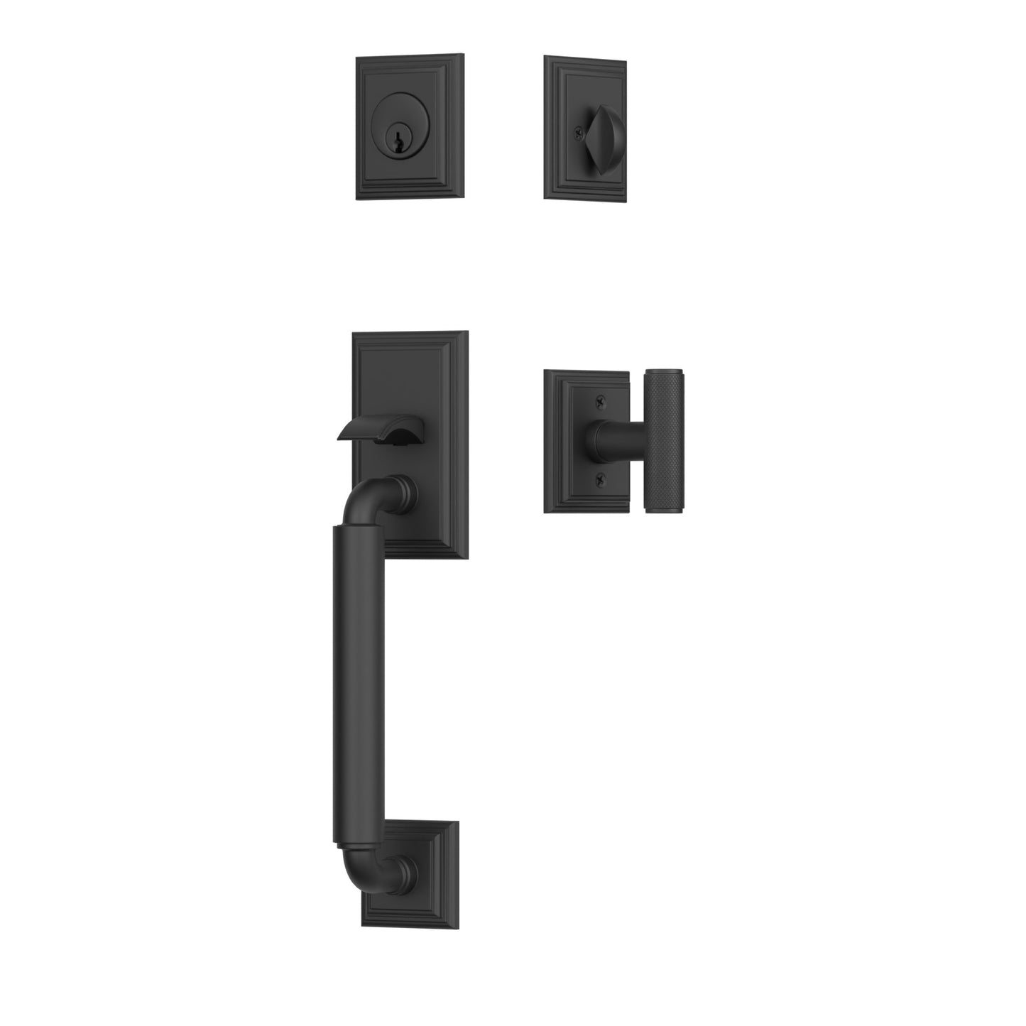 Emtek Manning Sectional Entrance Handleset – Flat Black