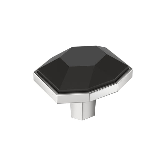Amerock London Knob - 1-5/8 inch (41mm) Length - Black Bronze/Polished Chrome