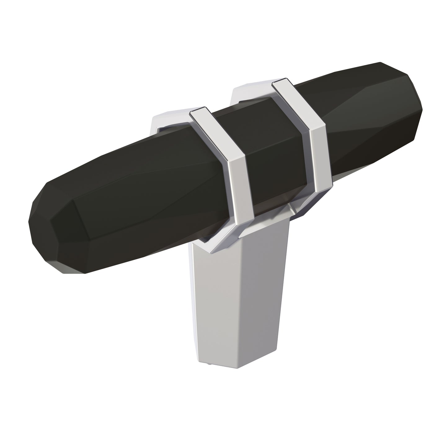 Amerock London Knob - 2-1/2 inch (64mm) Length - Black Bronze/Polished Chrome