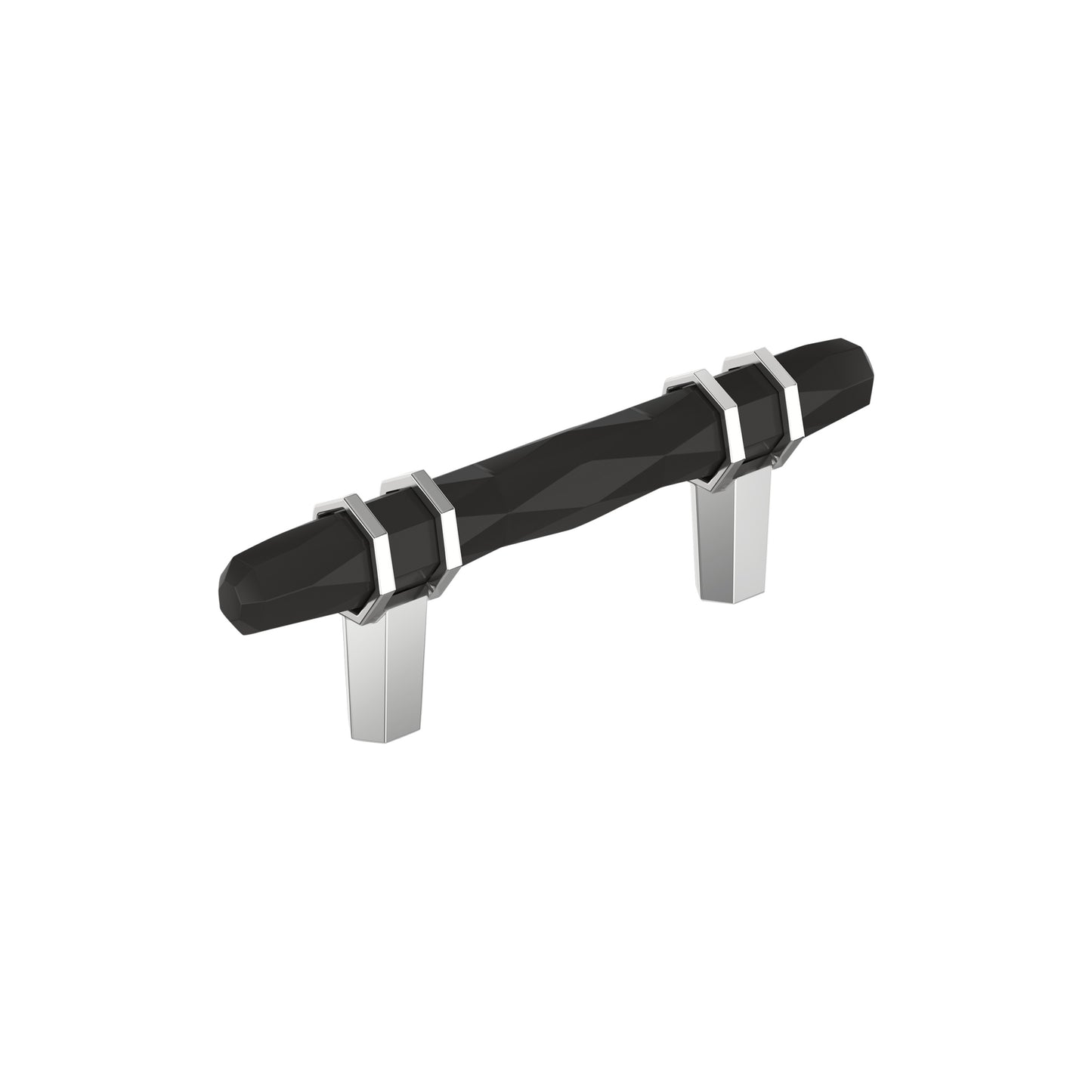 Amerock London Pull - 3 inch (76mm) CTC - Black Bronze/Polished Chrome