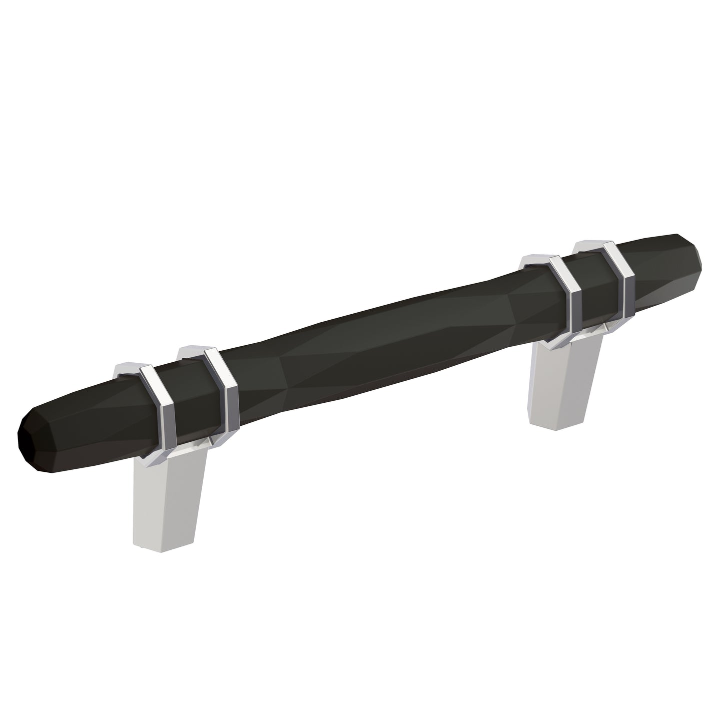 Amerock London Pull - 3-3/4 inch (96mm) CTC - Black Bronze/Polished Chrome