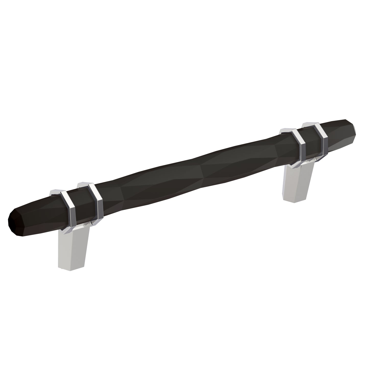 Amerock London Pull - 5-1/16 inch (128mm) CTC - Black Bronze/Polished Chrome