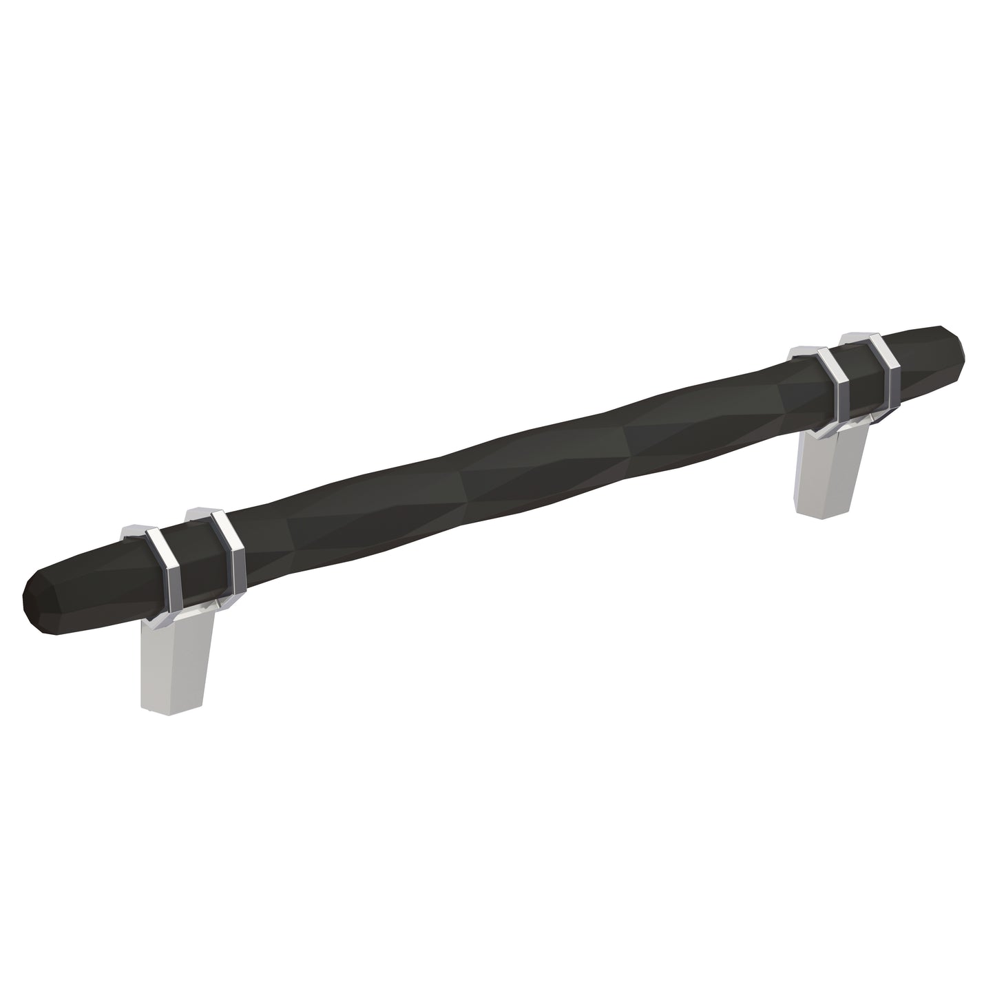 Amerock London Pull - 6-5/16 inch (160mm) CTC - Black Bronze/Polished Chrome