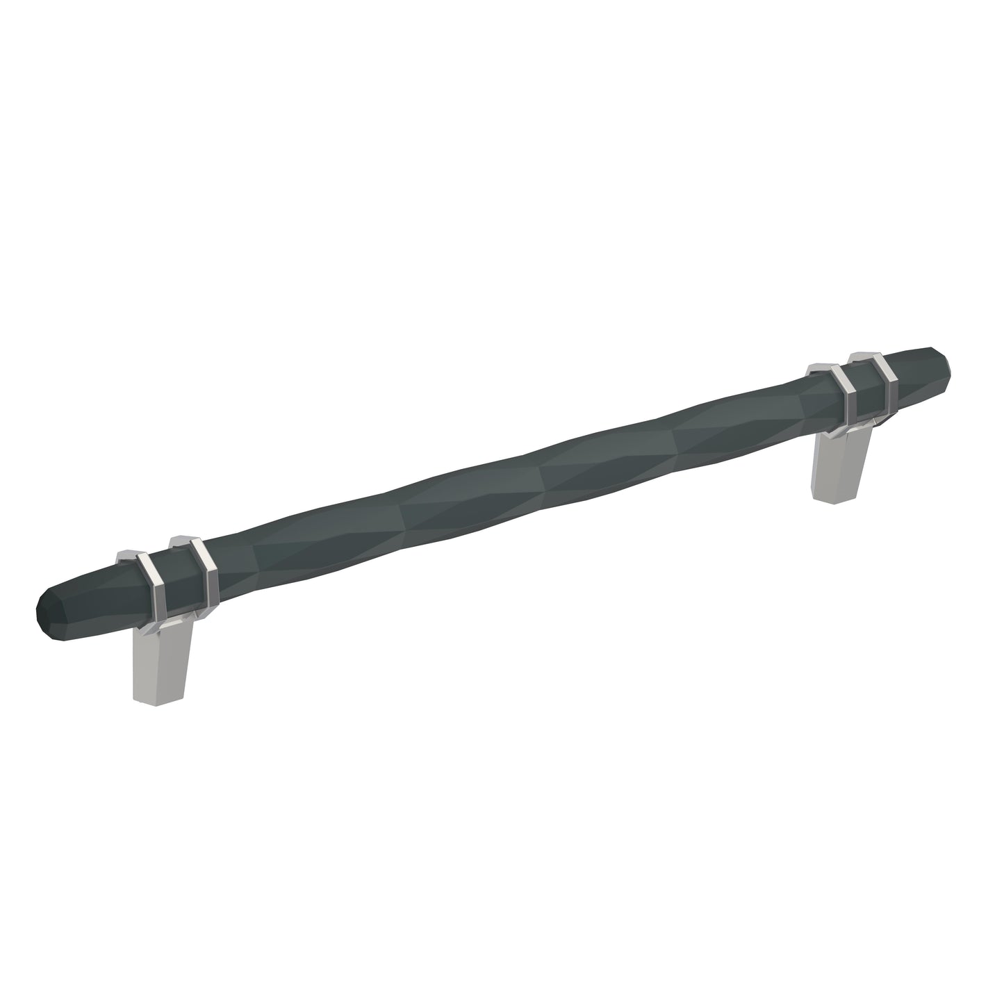 Amerock London Pull - 8 inch (203mm) CTC - Black Bronze/Polished Chrome