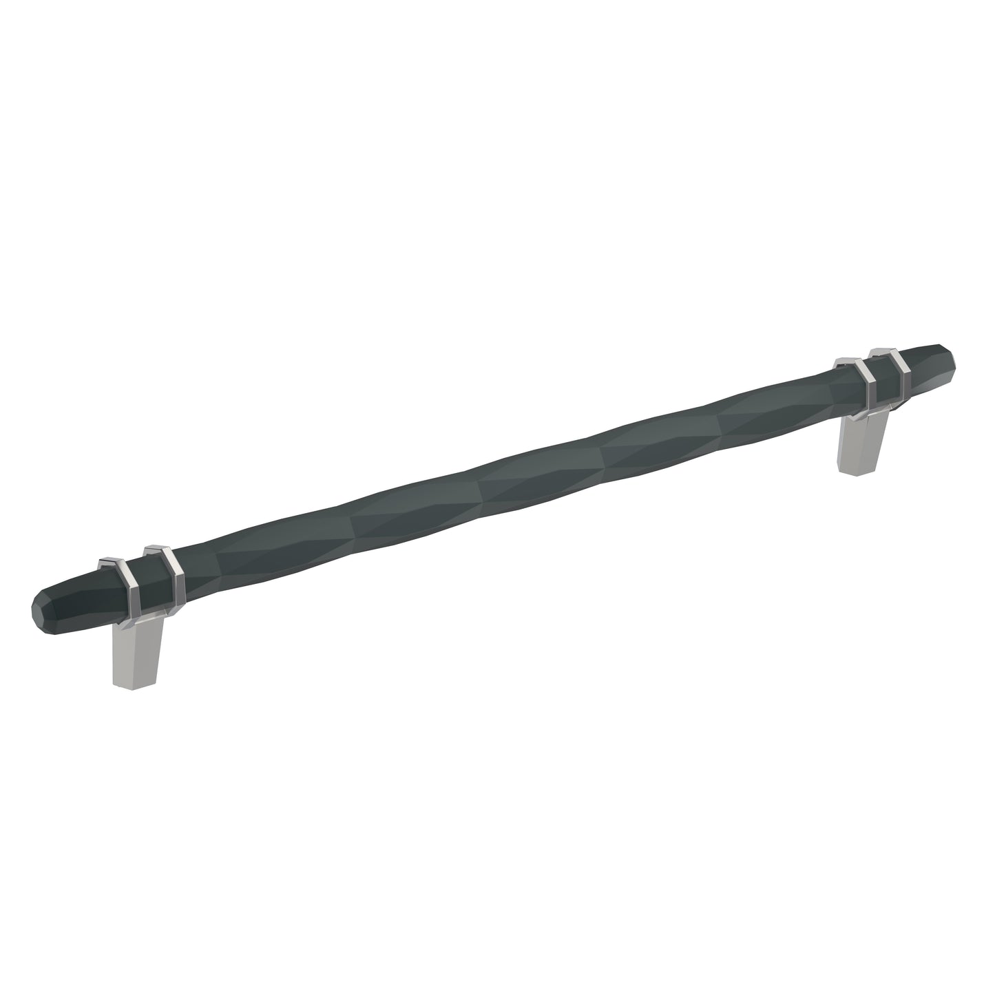 Amerock London Pull - 10-1/16 inch (256mm) CTC - Black Bronze/Polished Chrome