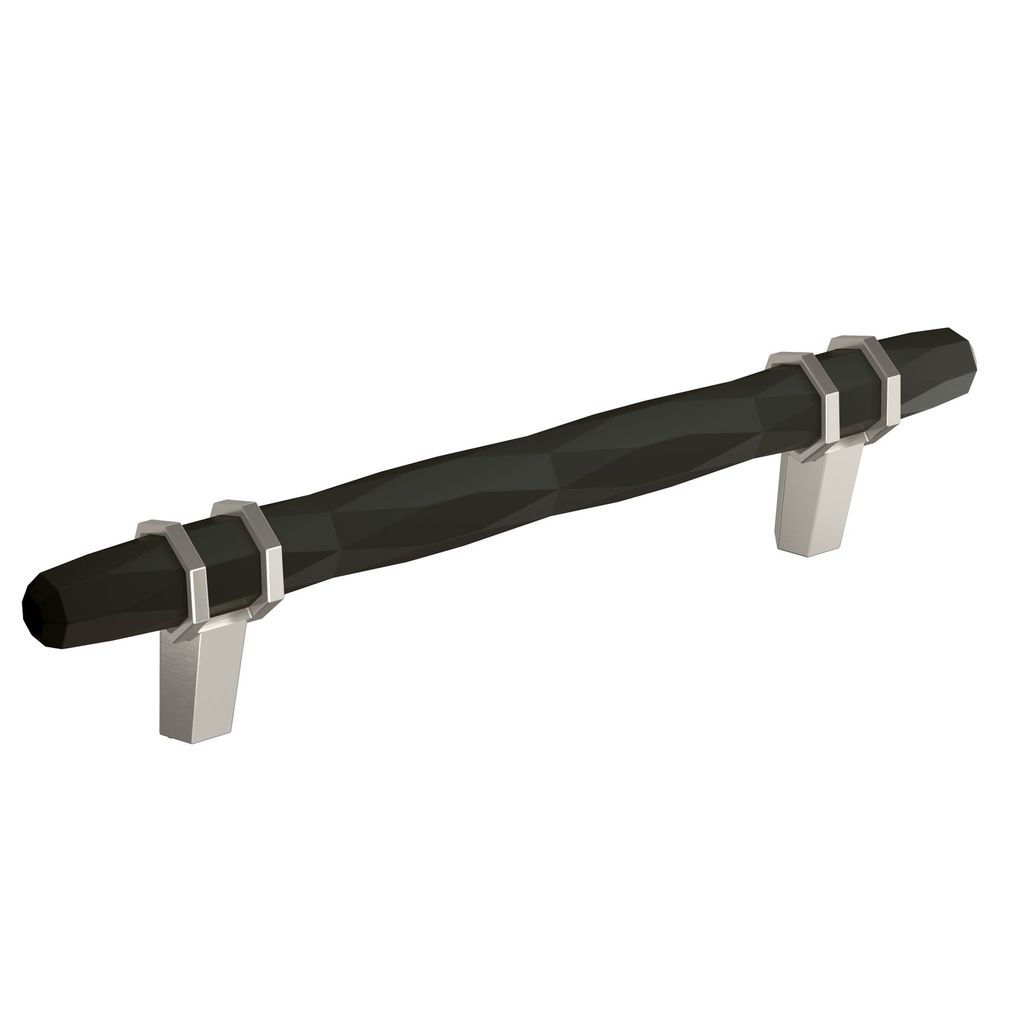Amerock London Pull - 5-1/16 inch (128mm) CTC - Black Bronze/Satin Nickel