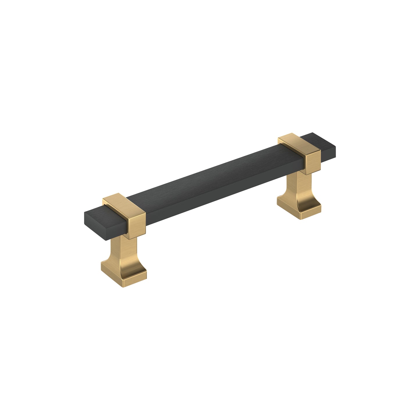Amerock Overton Pull - 3-3/4 inch (96mm) CTC - Brushed Matte Black/Champagne Bronze