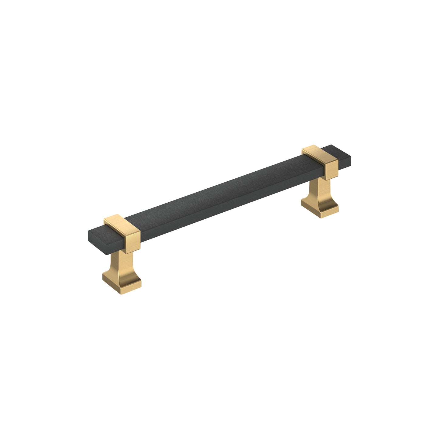 Amerock Overton Pull - 5-1/16 inch (128mm) CTC - Brushed Matte Black/Champagne Bronze