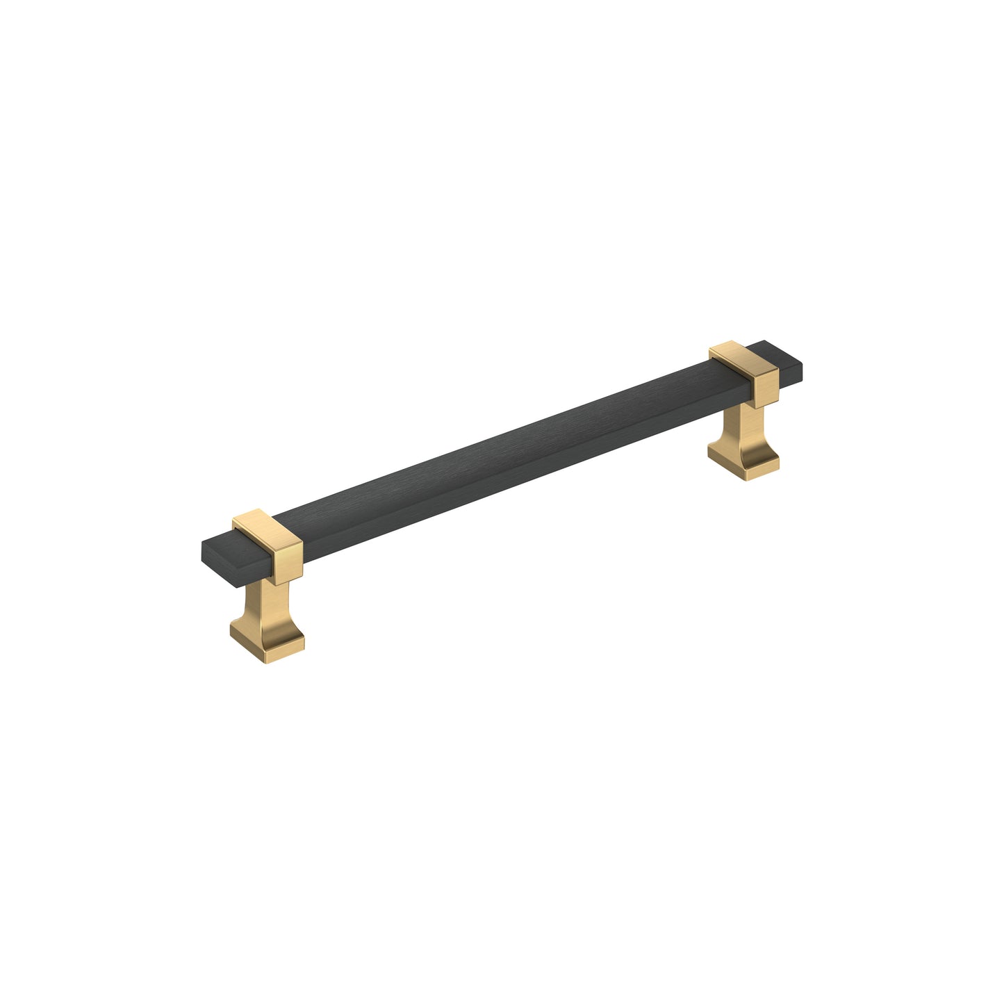 Amerock Overton Pull - 6-5/16 inch (160mm) CTC - Brushed Matte Black/Champagne Bronze