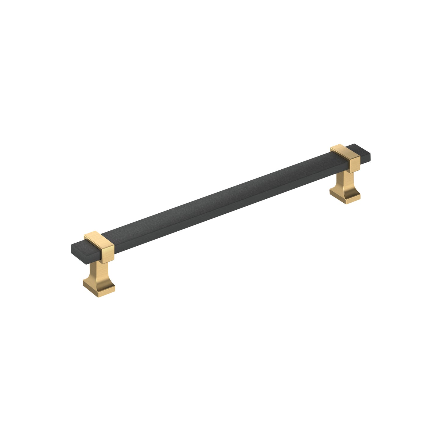 Amerock Overton Pull - 7-9/16 inch (192mm) CTC - Brushed Matte Black/Champagne Bronze