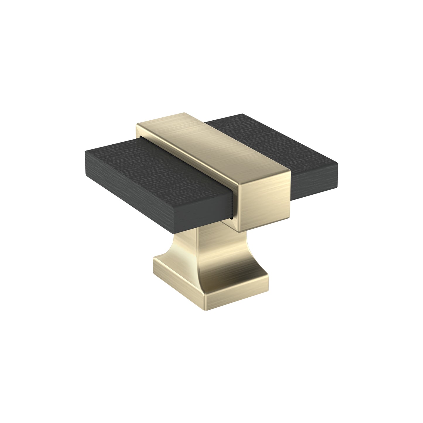 Amerock Overton Knob - 1-3/8 inch (35mm) Length - Brushed Matte Black/Golden Champagne