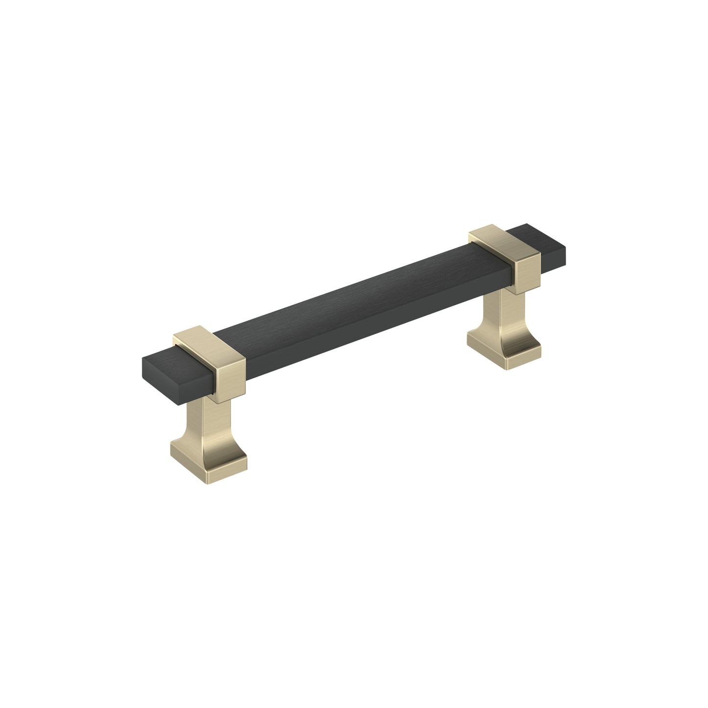 Amerock Overton Pull - 3-3/4 inch (96mm) CTC - Brushed Matte Black/Golden Champagne