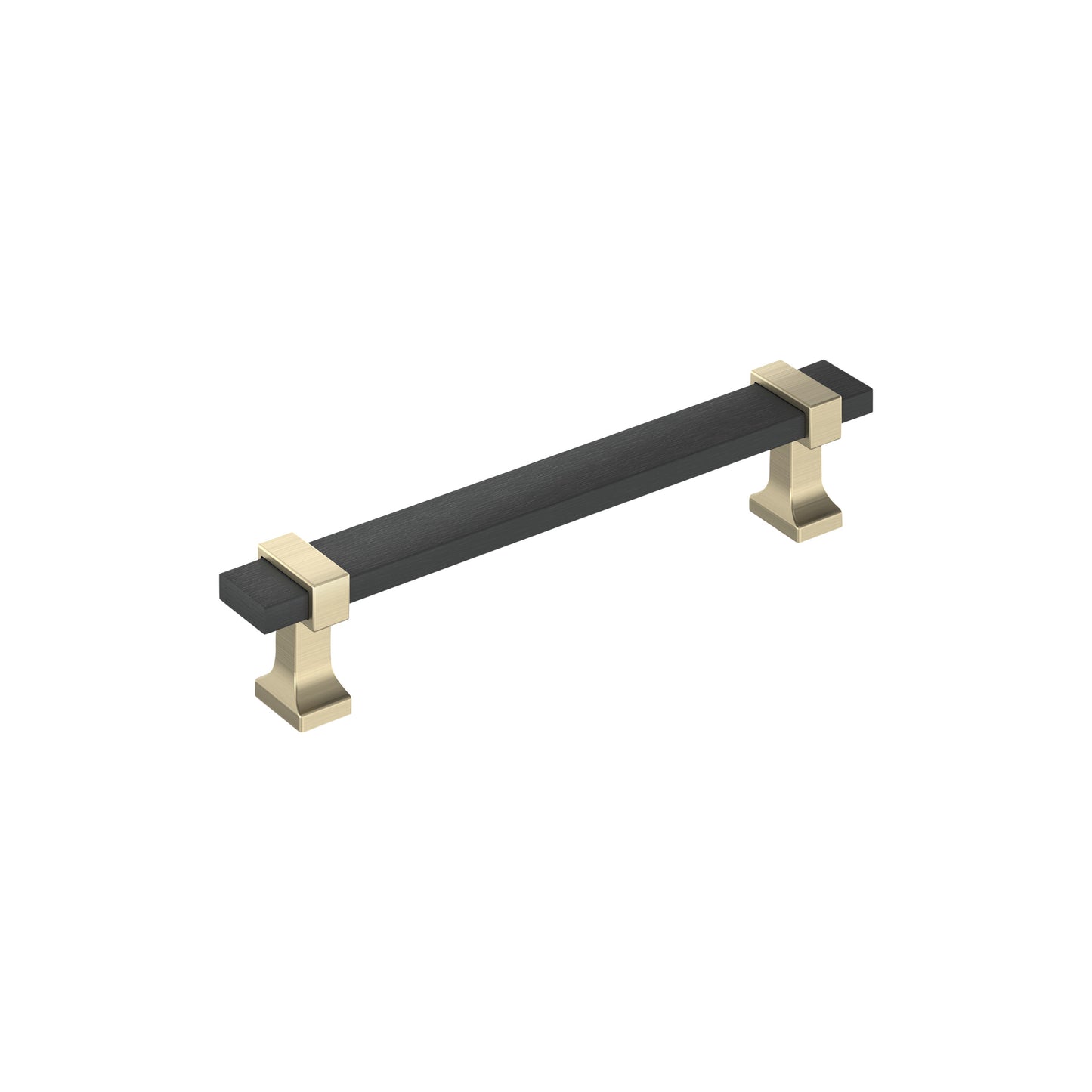 Amerock Overton Pull - 5-1/16 inch (128mm) CTC - Brushed Matte Black/Golden Champagne