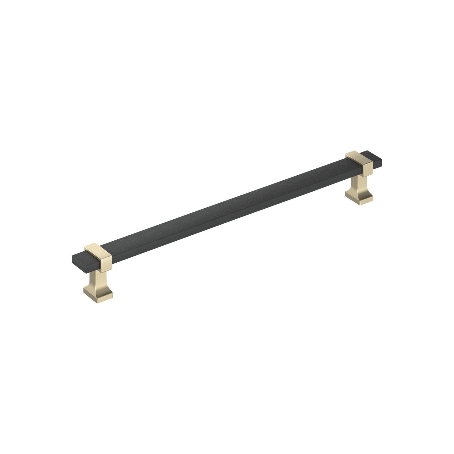 Amerock Overton Pull - 8-13/16 inch (224mm) CTC - Brushed Matte Black/Golden Champagne