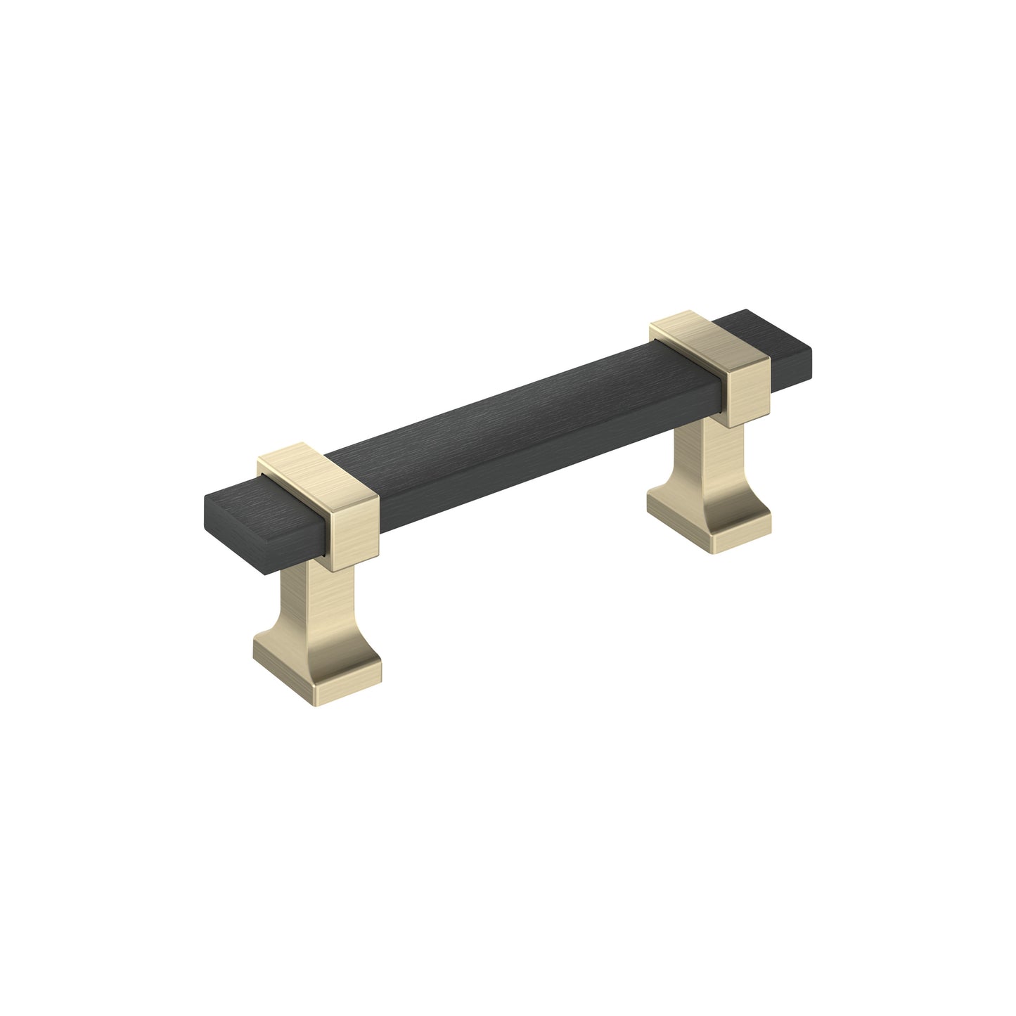 Amerock Overton Pull - 3 inch (76mm) CTC - Brushed Matte Black/Golden Champagne
