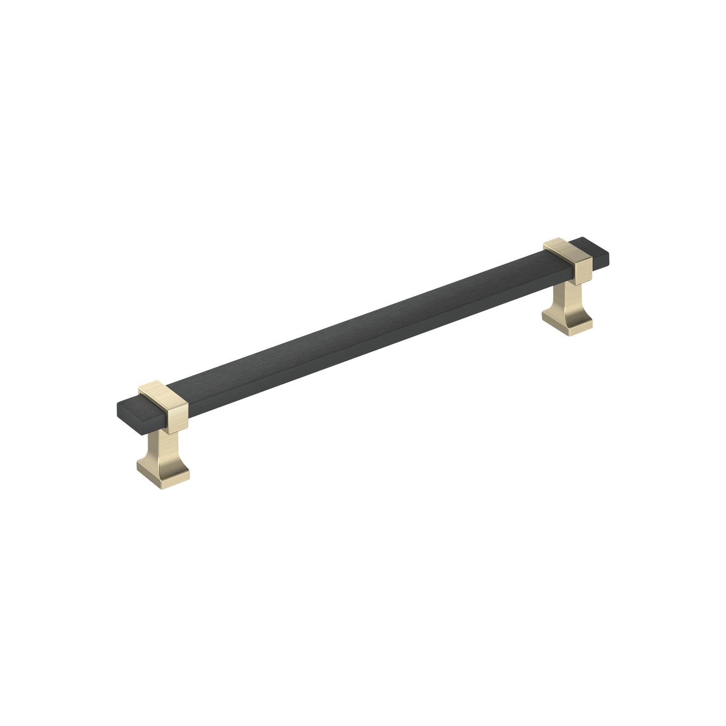 Amerock Overton Pull - 7-9/16 inch (192mm) CTC - Brushed Matte Black/Golden Champagne