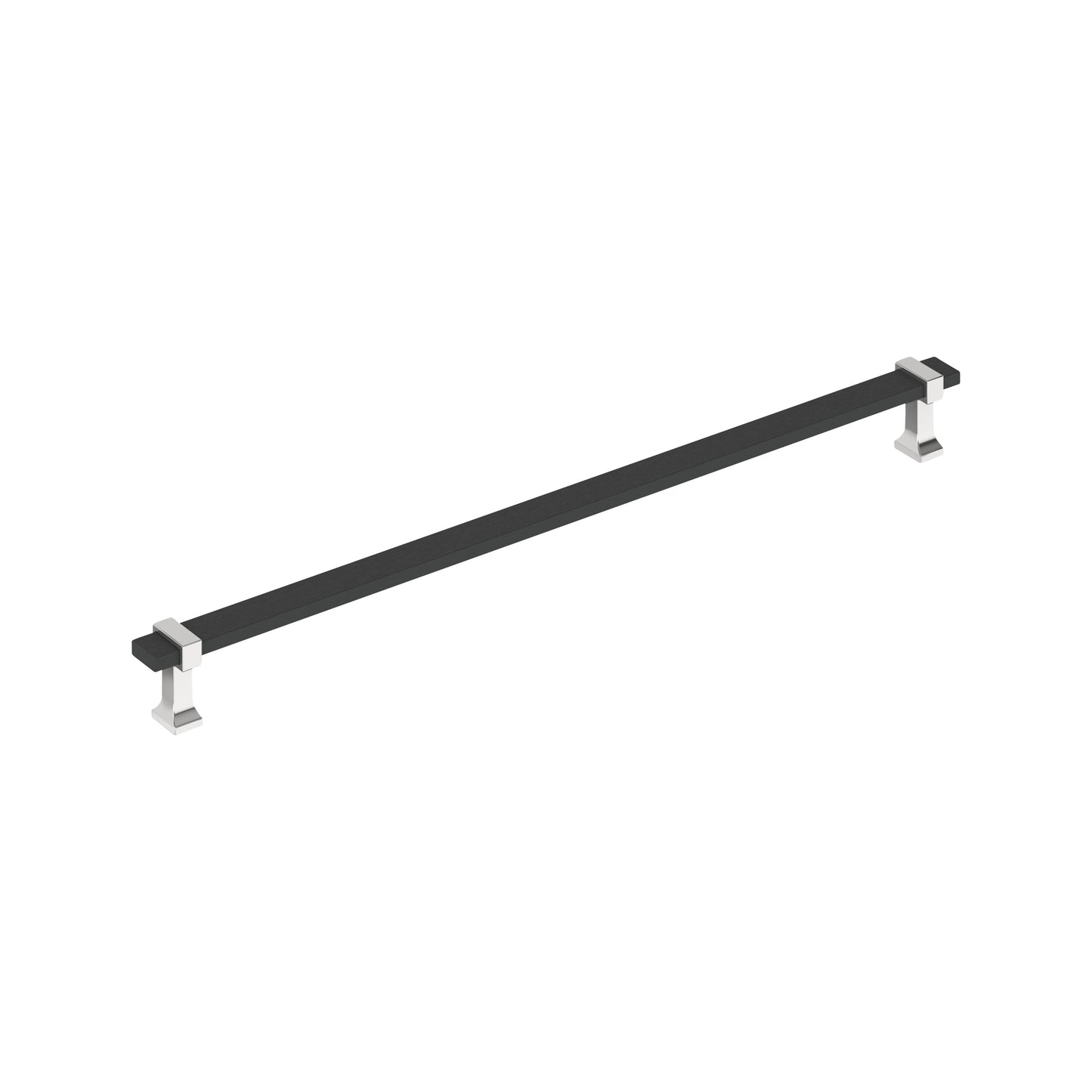 Amerock Overton Appliance Pull - 18 inch (457mm) CTC - Brushed Matte Black/Polished Chrome