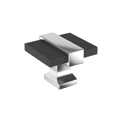 Amerock Overton Cabinet Knob - Brushed Matte Black/Polished Chrome