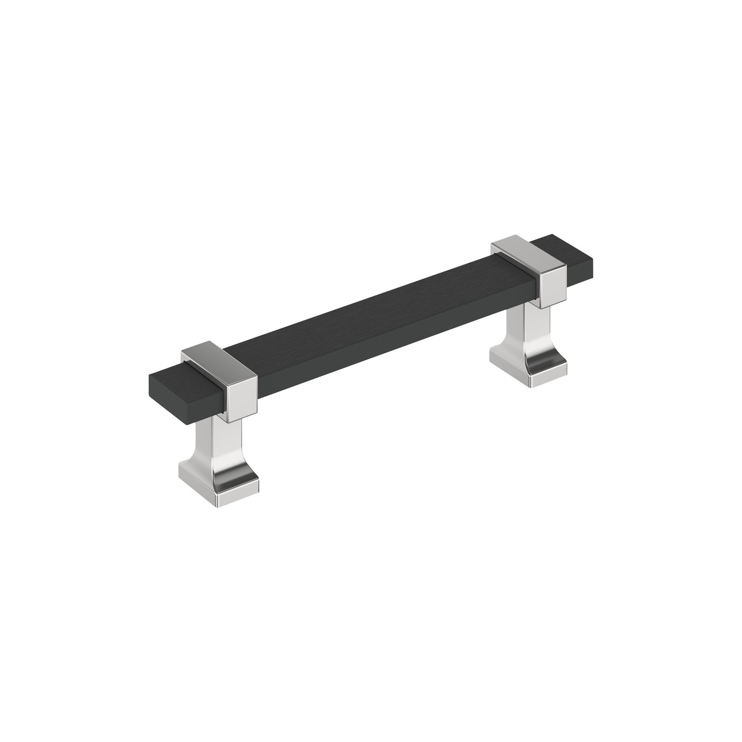 Amerock Overton Pull - 3-3/4 inch (96mm) CTC - Brushed Matte Black/Polished Chrome