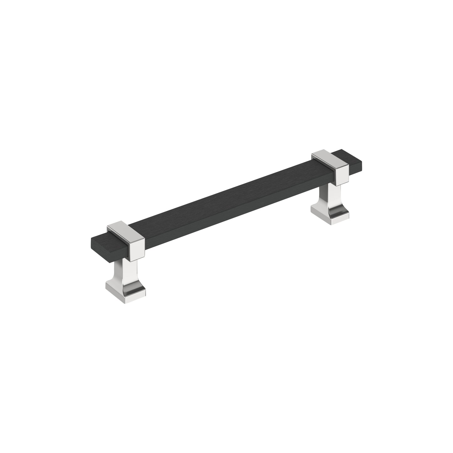 Amerock Overton Pull - 5-1/16 inch (128mm) CTC - Brushed Matte Black/Polished Chrome