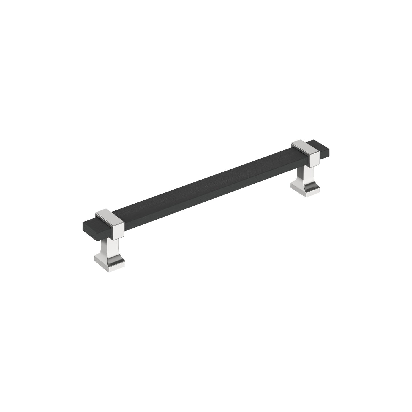 Amerock Overton Pull - 6-5/16 inch (160mm) CTC - Brushed Matte Black/Polished Chrome