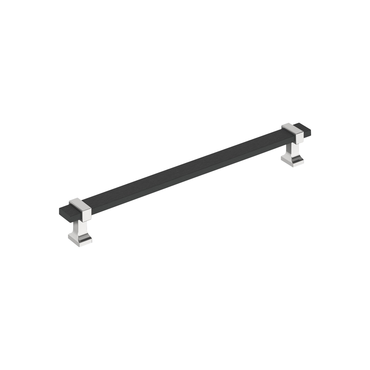 Amerock Overton Pull - 8-13/16 inch (224mm) CTC - Brushed Matte Black/Polished Chrome