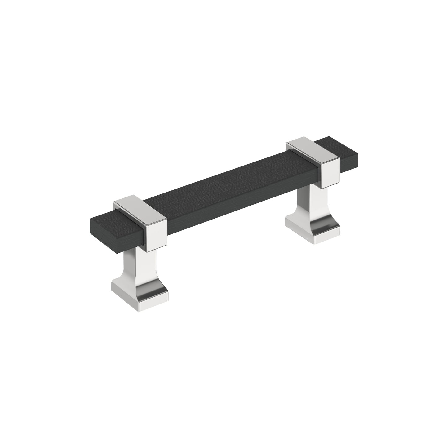 Amerock Overton Pull - 3 inch (76mm) CTC - Brushed Matte Black/Polished Chrome