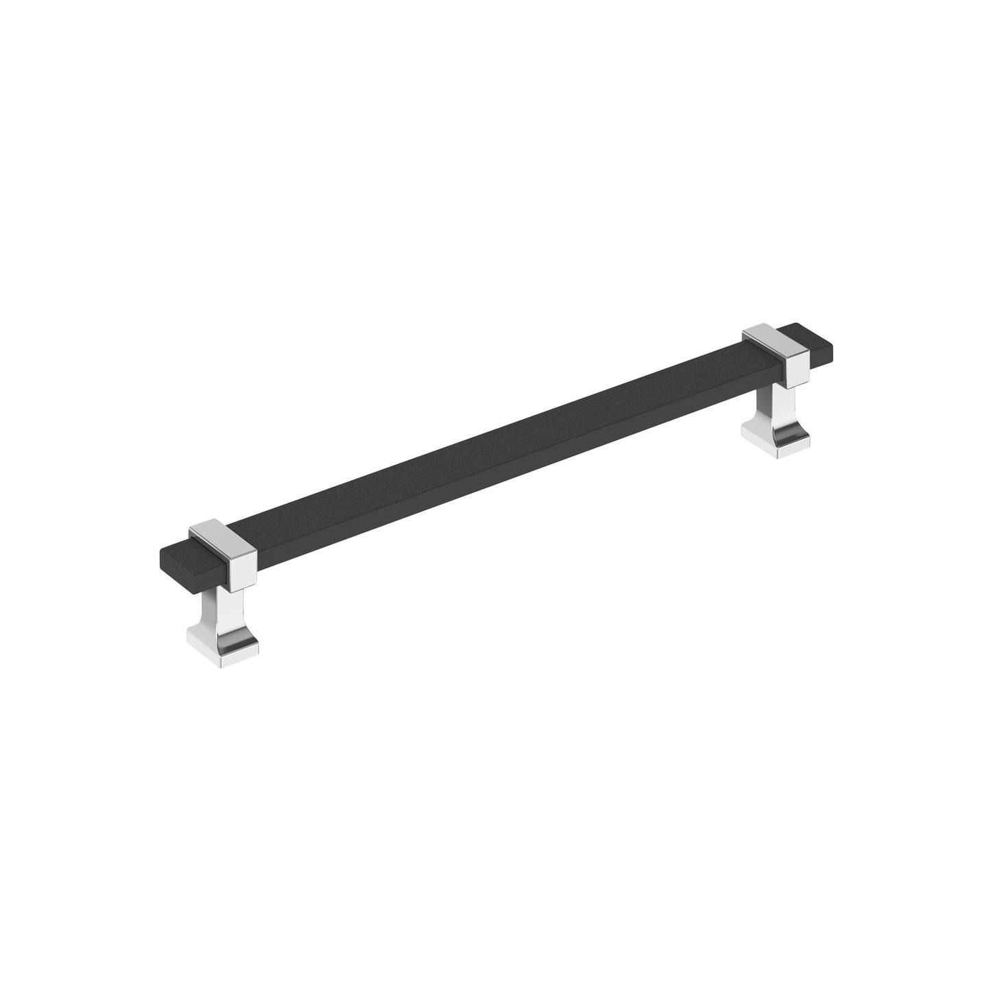 Amerock Overton Pull - 7-9/16 inch (192mm) CTC - Brushed Matte Black/Polished Chrome