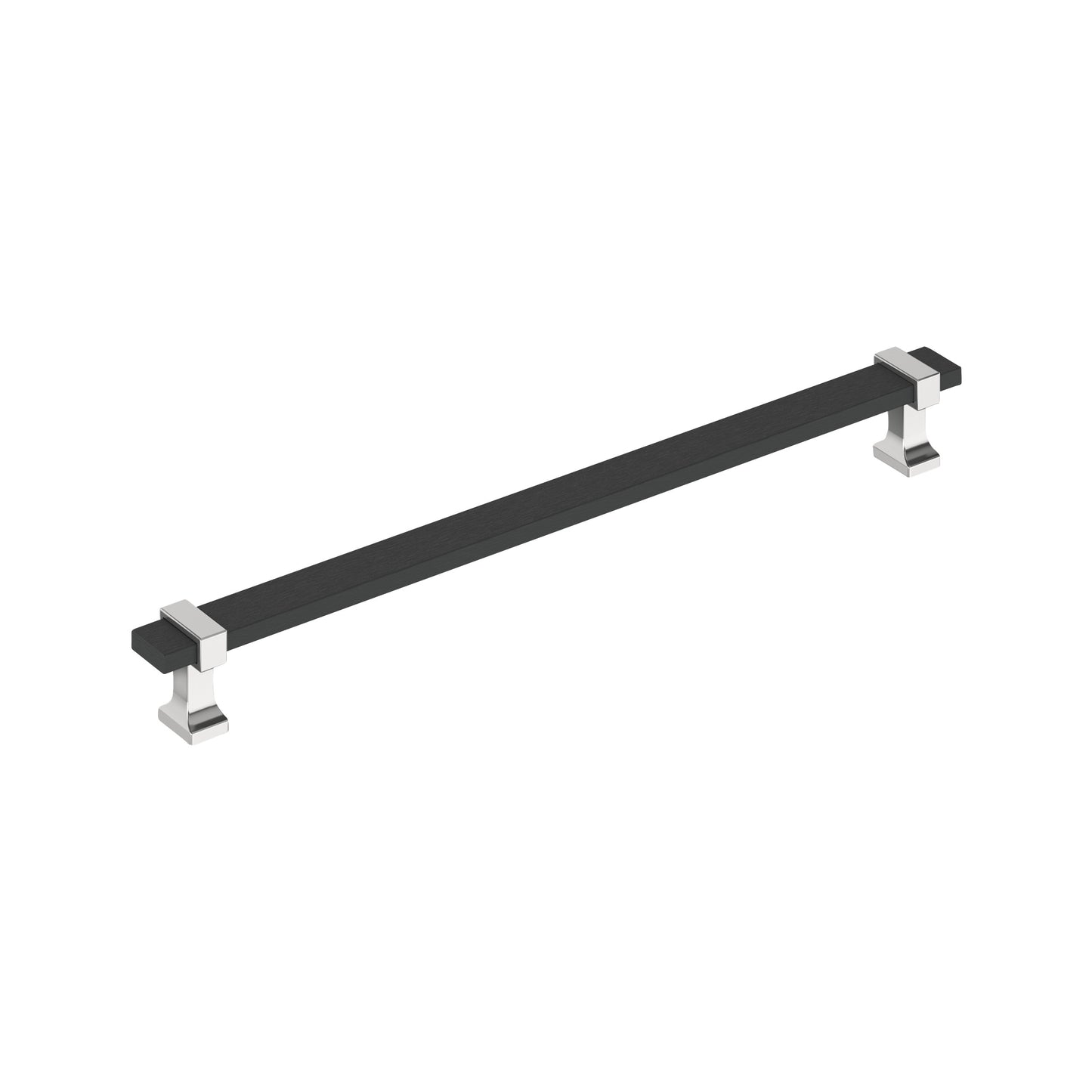 Amerock Overton Pull - 10-1/16 inch (256mm) CTC - Brushed Matte Black/Polished Chrome