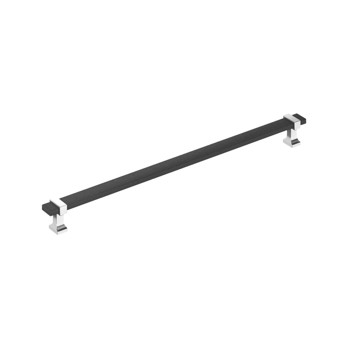 Amerock Overton Pull - 12-5/8 inch (320mm) CTC - Brushed Matte Black/Polished Chrome