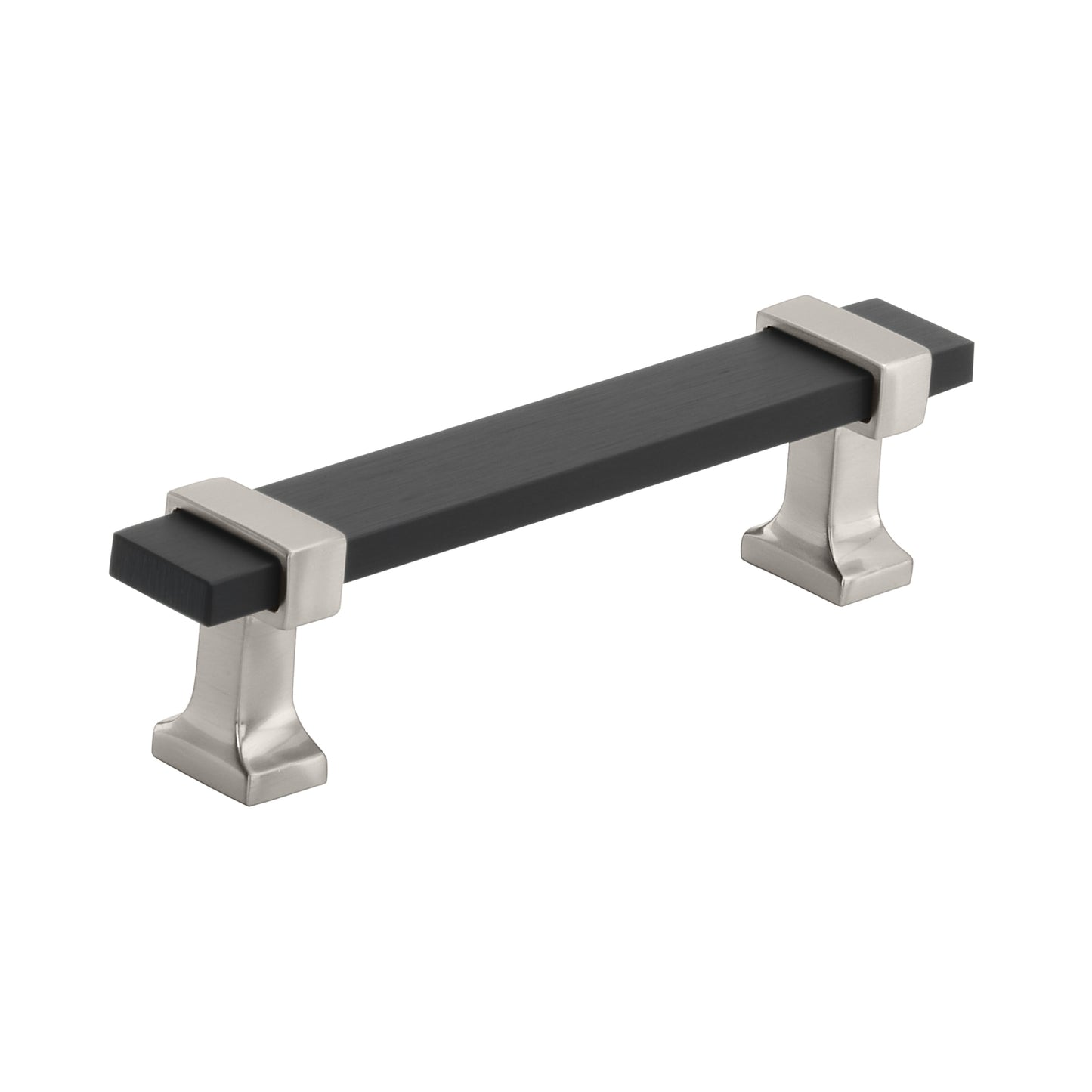 Amerock Overton Pull - 3-3/4 inch (96mm) CTC - Brushed Matte Black/Satin Nickel