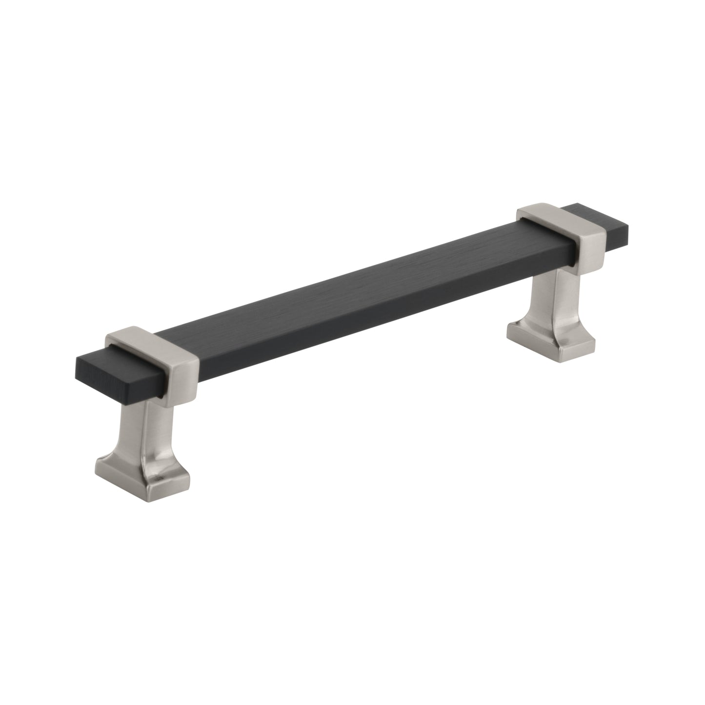 Amerock Overton Pull - 5-1/16 inch (128mm) CTC - Brushed Matte Black/Satin Nickel