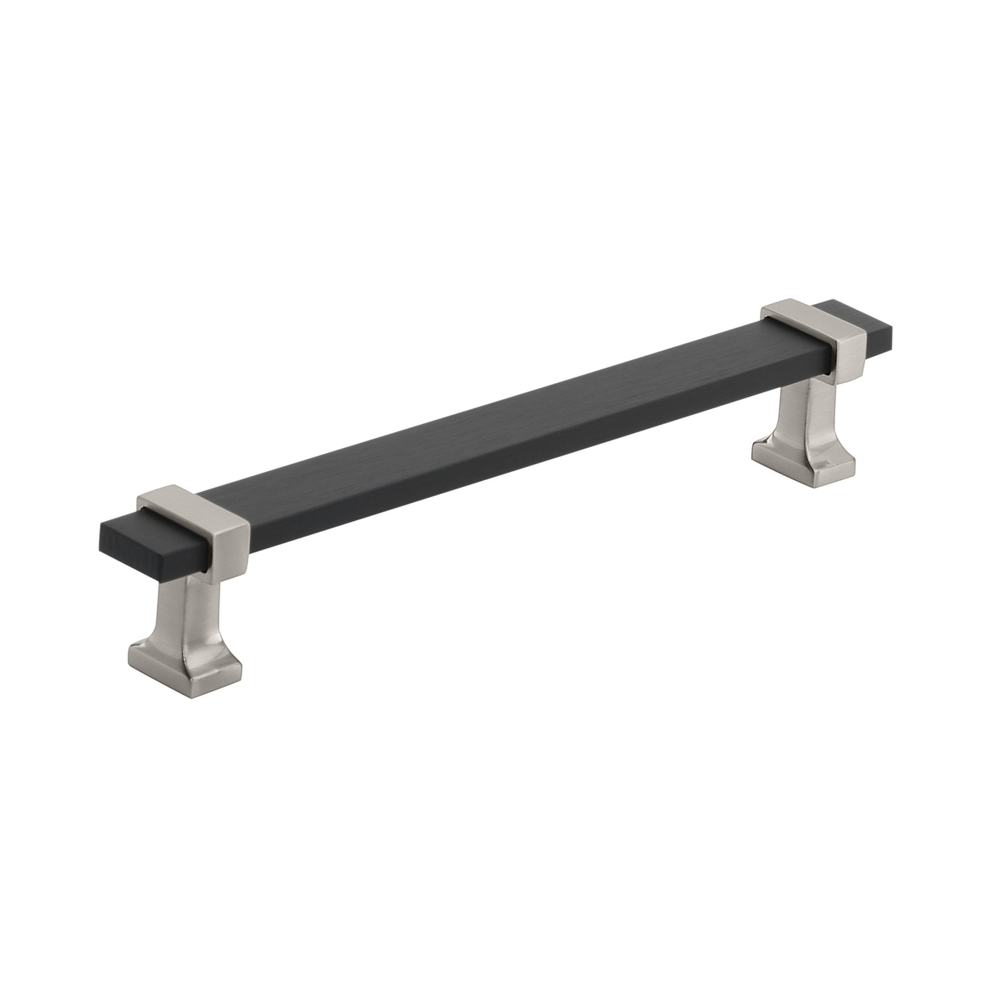 Amerock Overton Pull - 6-5/16 inch (160mm) CTC - Brushed Matte Black/Satin Nickel