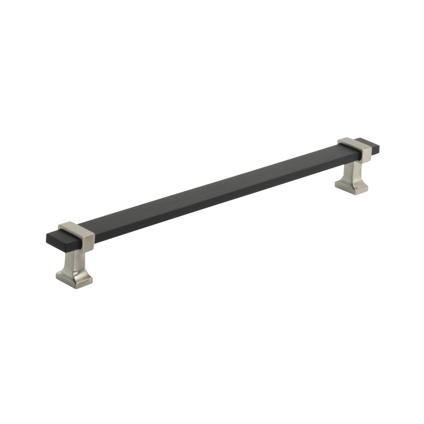 Amerock Overton Pull - 8-13/16 inch (224mm) CTC - Brushed Matte Black/Satin Nickel