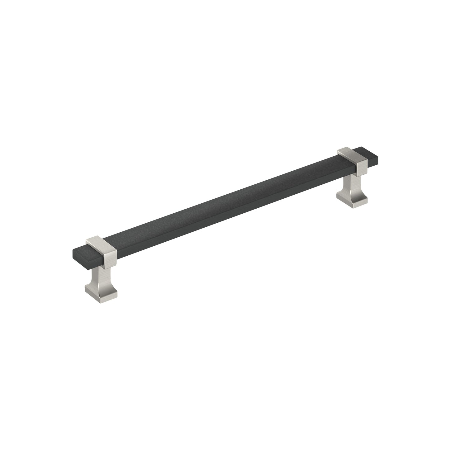 Amerock Overton Pull - 7-9/16 inch (192mm) CTC - Brushed Matte Black/Satin Nickel