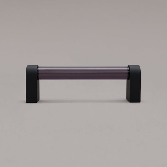 Hapny Clarity Acrylic Cabinet Pull - 96mm (3-3/4 in) - Smoke / Matte Black