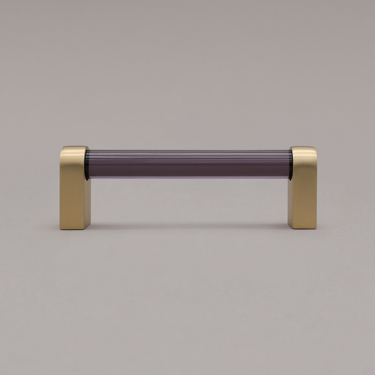 Hapny Clarity Acrylic Cabinet Pull - 96mm (3-3/4 in) - Smoke / Satin Brass