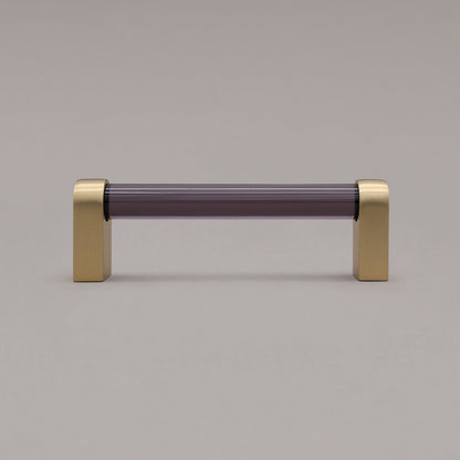 Hapny Clarity Acrylic Cabinet Pull - 96mm (3-3/4 in) - Smoke / Satin Brass