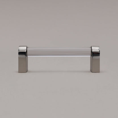 Hapny Clarity Acrylic Cabinet Pull - 96mm (3-3/4 in) - Clear / Polished Nickel