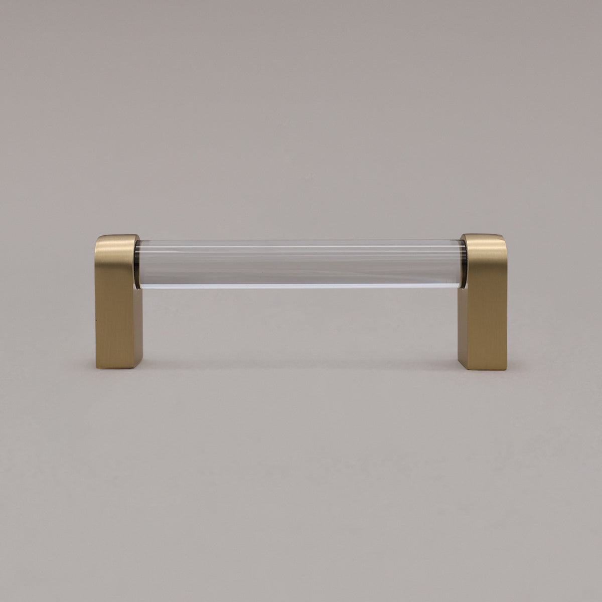 Hapny Clarity Acrylic Cabinet Pull - 96mm (3-3/4 in) - Clear / Satin Brass
