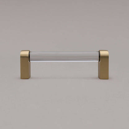 Hapny Clarity Acrylic Cabinet Pull - 96mm (3-3/4 in) - Clear / Satin Brass