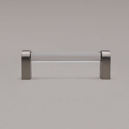 Hapny Clarity Acrylic Cabinet Pull - 96mm (3-3/4 in) - Clear / Satin Nickel