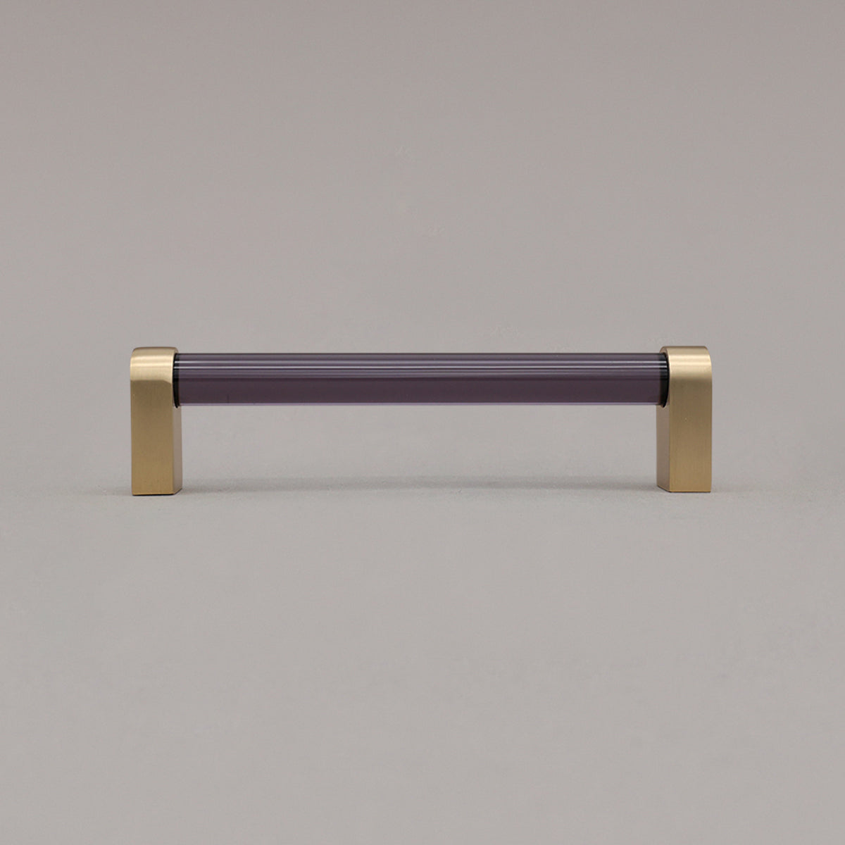 Hapny Clarity Acrylic Cabinet Pull - 5 in (127mm) - Smoke / Satin Brass