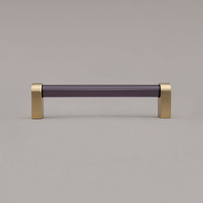 Hapny Clarity Acrylic Cabinet Pull - 5 in (127mm) - Smoke / Satin Brass