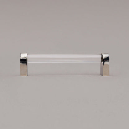 Hapny Clarity Acrylic Cabinet Pull - 5 in (127mm) - Clear / Polished Nickel