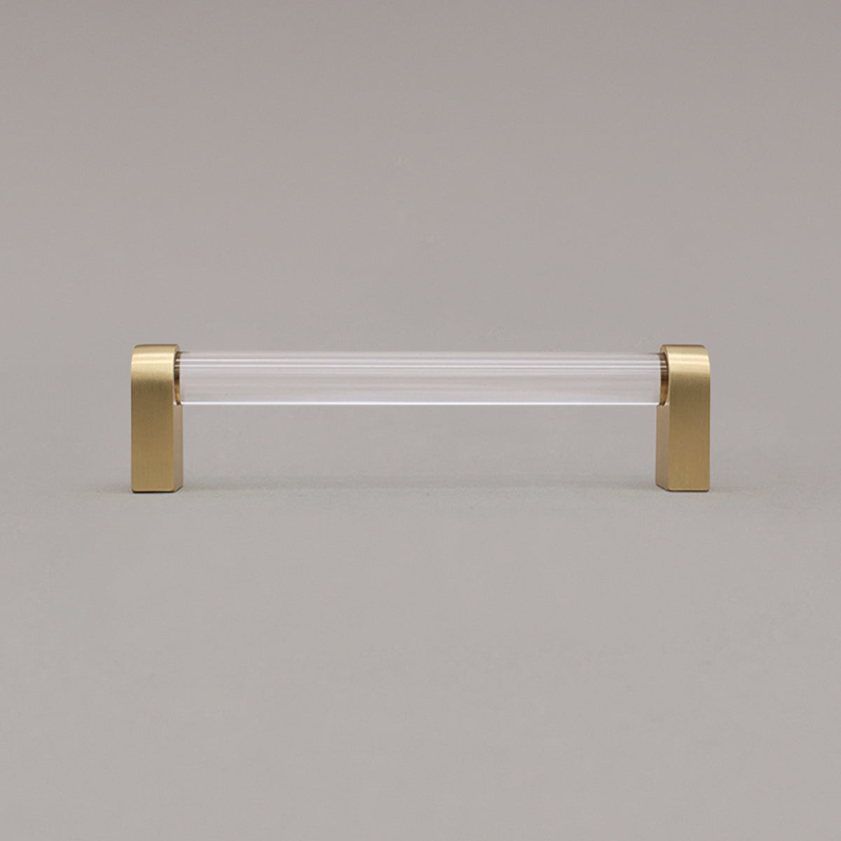 Hapny Clarity Acrylic Cabinet Pull - 5 in (127mm) - Clear / Satin Brass