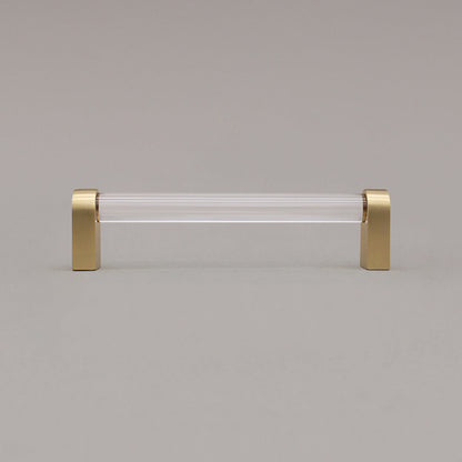 Hapny Clarity Acrylic Cabinet Pull - 5 in (127mm) - Clear / Satin Brass